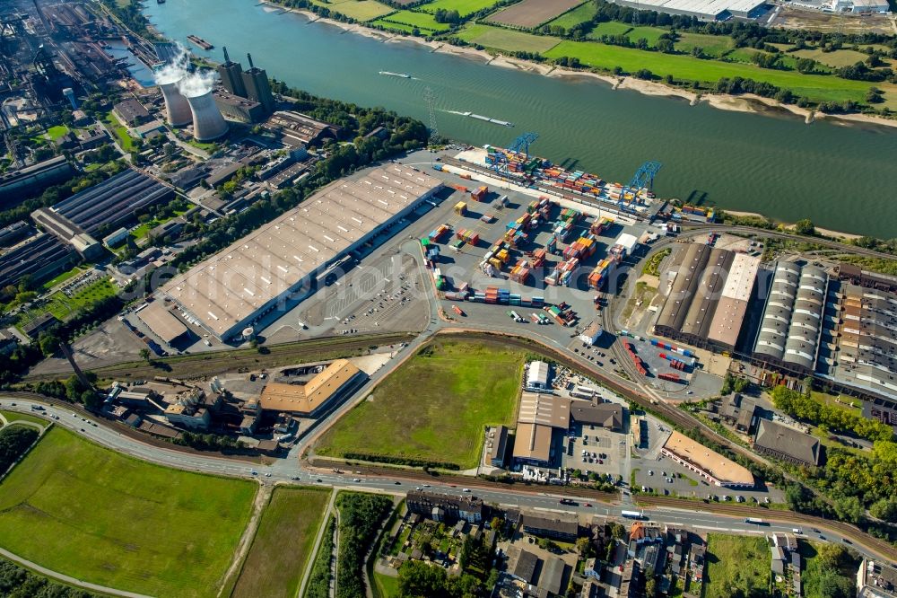 Aerial image Duisburg - Container Terminal in the port of the inland port Logport II in Duisburg in the state North Rhine-Westphalia