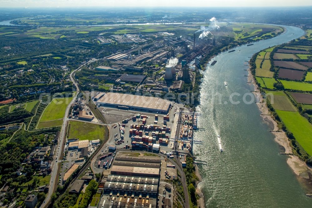 Duisburg from above - Container Terminal in the port of the inland port Logport II in Duisburg in the state North Rhine-Westphalia