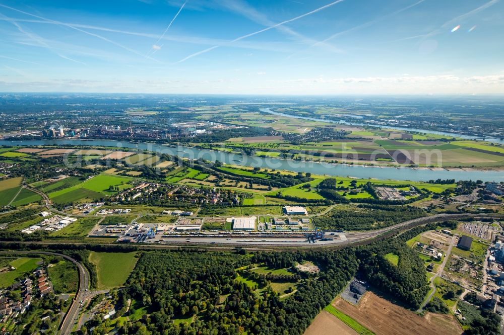 Aerial photograph Duisburg - Container Terminal in the port of the inland port Logport III in Duisburg in the state North Rhine-Westphalia