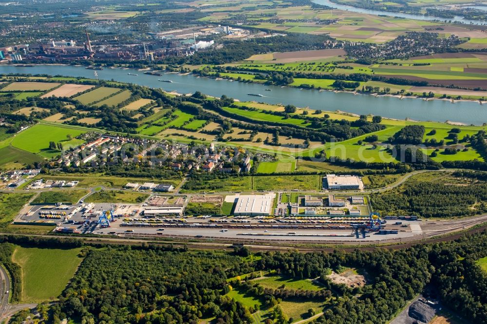 Duisburg from above - Container Terminal in the port of the inland port Logport III in Duisburg in the state North Rhine-Westphalia