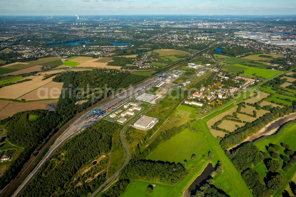 Aerial image Duisburg - Container Terminal in the port of the inland port Logport III in Duisburg in the state North Rhine-Westphalia