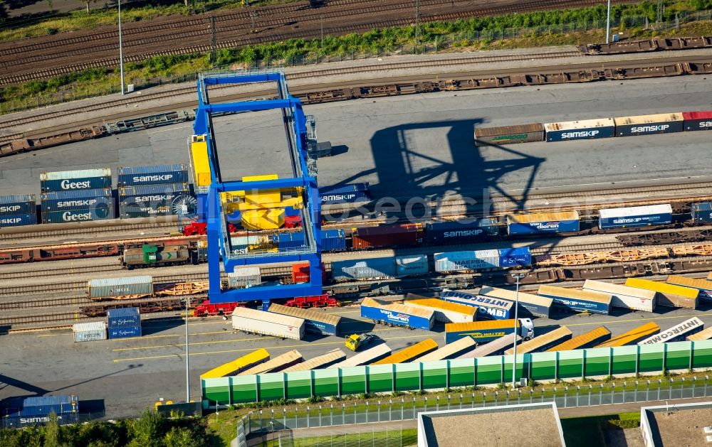 Duisburg from above - Container Terminal in the port of the inland port Logport III in Duisburg in the state North Rhine-Westphalia