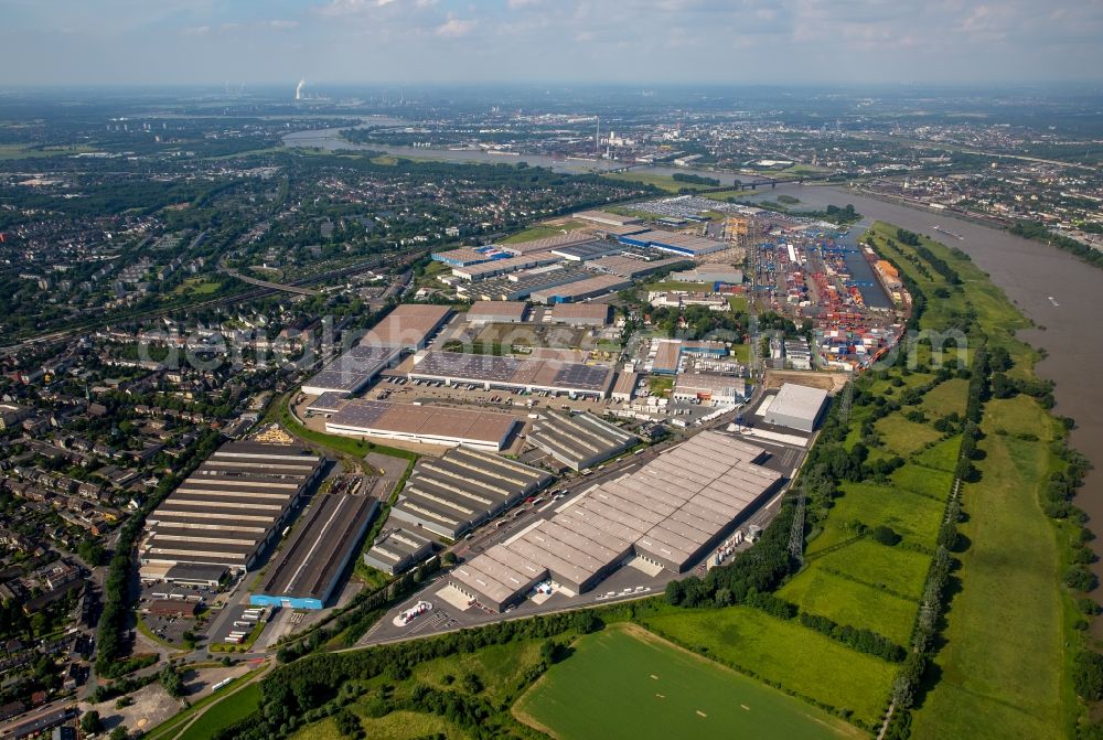 Duisburg from above - Container Terminal in the port of the inland port Rheinhausen in Duisburg in the state North Rhine-Westphalia