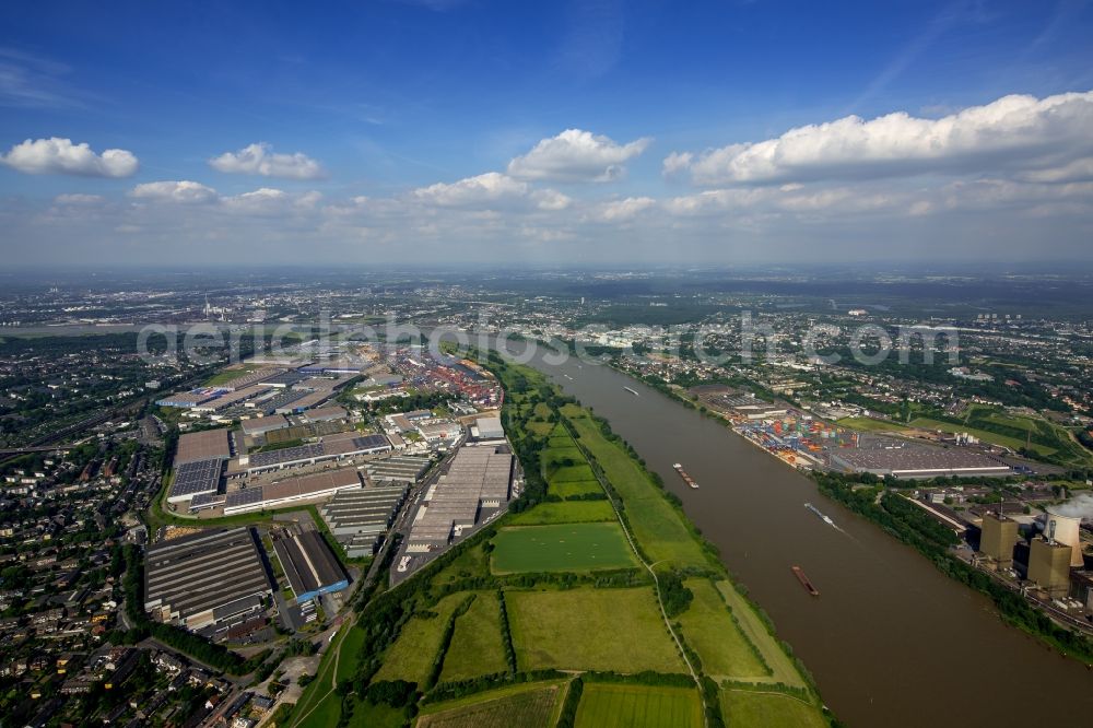 Aerial image Duisburg - Container Terminal in the port of the inland port Rheinhausen in Duisburg in the state North Rhine-Westphalia