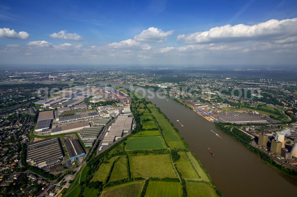 Aerial photograph Duisburg - Container Terminal in the port of the inland port Rheinhausen in Duisburg in the state North Rhine-Westphalia