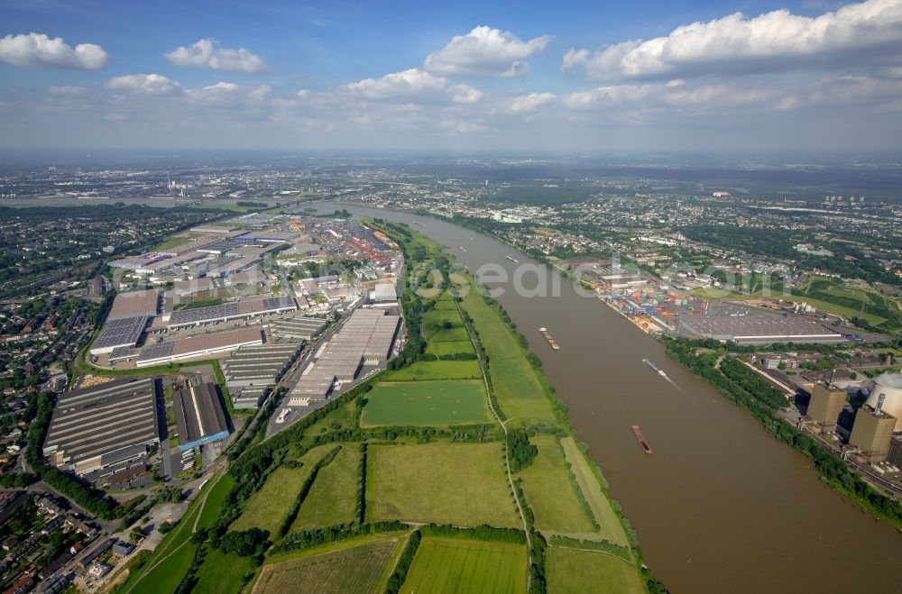 Duisburg from above - Container Terminal in the port of the inland port Rheinhausen in Duisburg in the state North Rhine-Westphalia