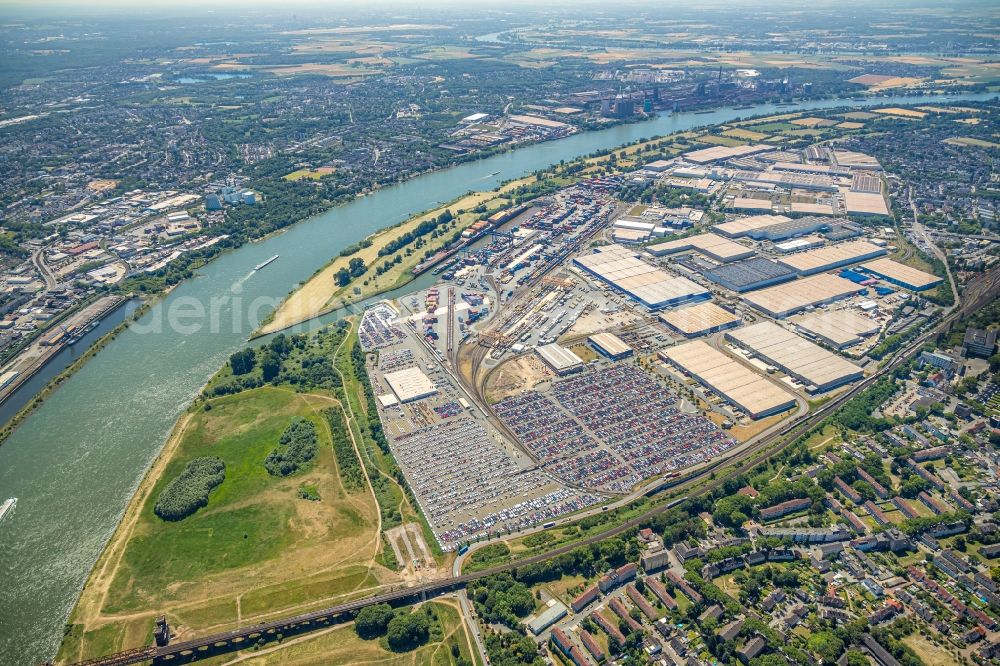 Duisburg from above - Container Terminal in the port of the inland port Rheinhausen in Duisburg in the state North Rhine-Westphalia