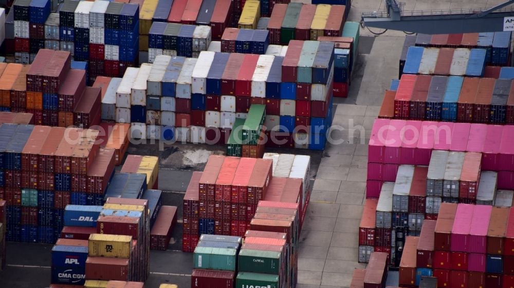 Bonn from above - Container Terminal in the port of the inland port of the Rhine river in the district Graurheindorf in Bonn in the state North Rhine-Westphalia, Germany