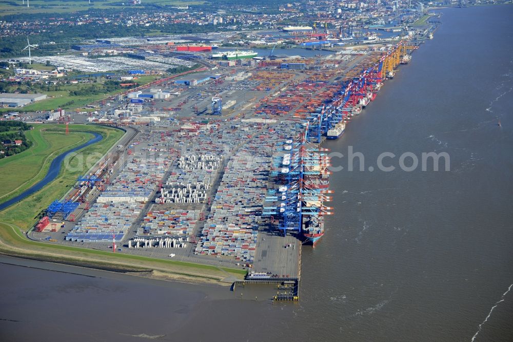 Bremerhaven from the bird's eye view: Container Terminal in the port of Bremerhaven in the state Bremen