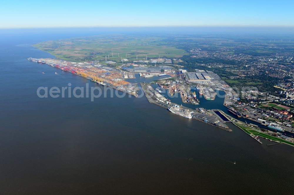 Aerial image Bremerhaven - Container Terminal in the port of Bremerhaven in the state Bremen