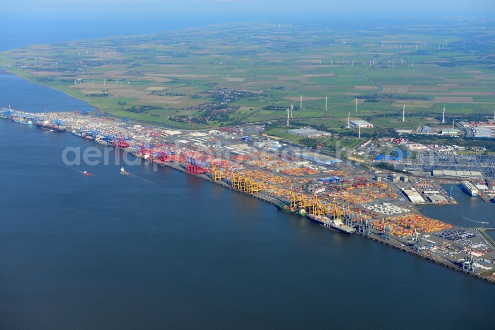 Aerial photograph Bremerhaven - Container Terminal in the port of Bremerhaven in the state Bremen