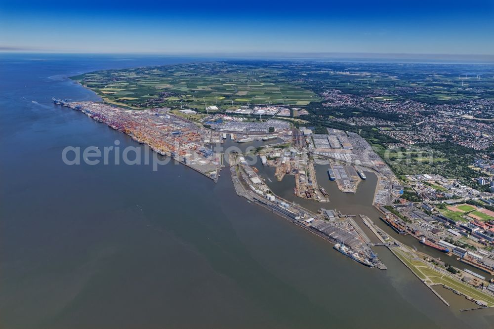 Aerial photograph Bremerhaven - Container Terminal in the port of Bremerhaven in the state Bremen