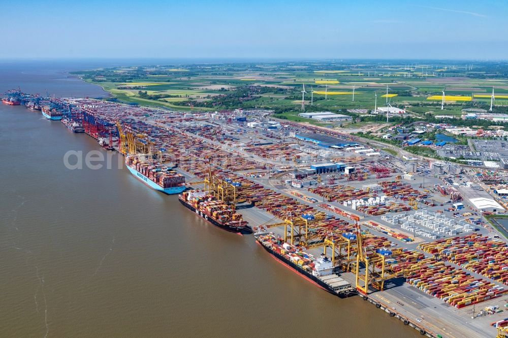 Bremerhaven from the bird's eye view: Container Terminal in the port of Bremerhaven in the state Bremen