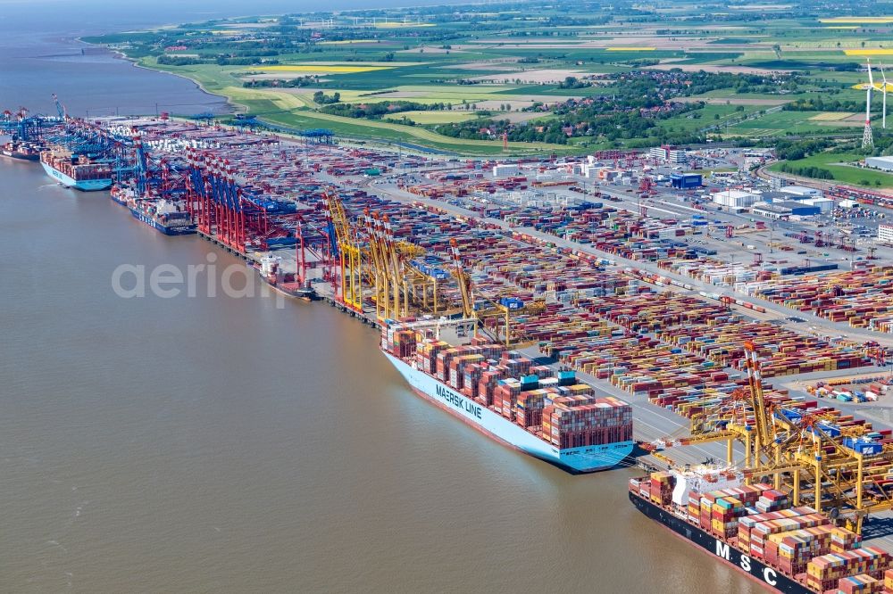 Aerial image Bremerhaven - Container Terminal in the port of Bremerhaven in the state Bremen