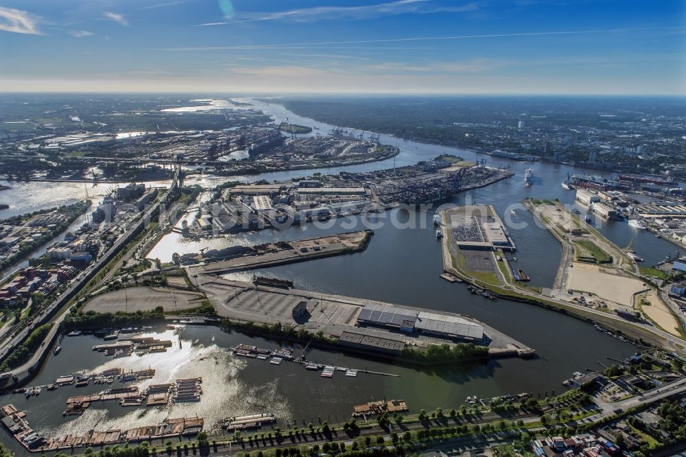 Hamburg from the bird's eye view: Container Terminals at Oderhafen Travehafen in the port of Hamburg in Germany