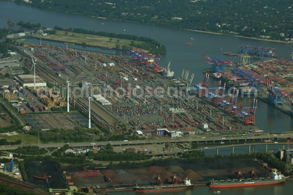 Aerial image Hamburg - Container terminal of the DCP in the container port of the international port in Hamburg