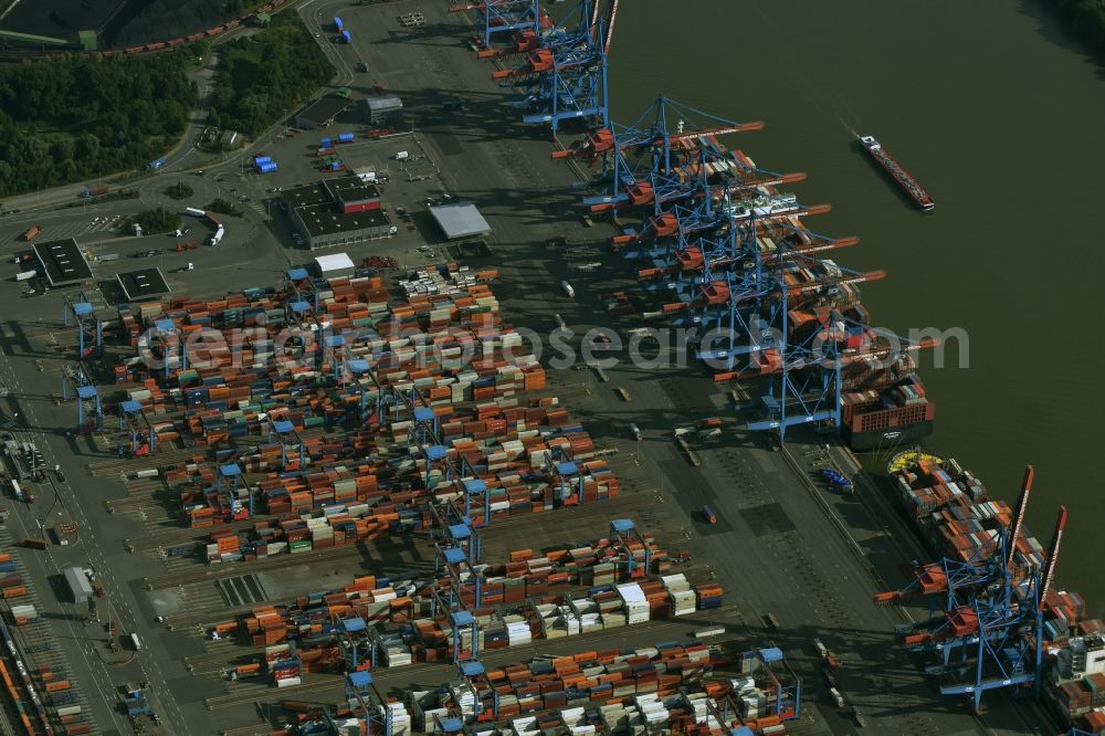 Aerial photograph Hamburg - Container terminal of the DCP in the container port of the international port in Hamburg