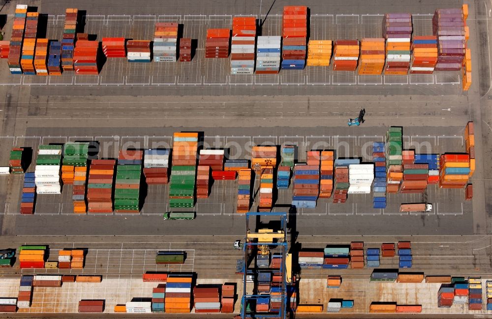 Aerial image Duisburg - View of a container terminal in Duisburg in the state North Rhine-Westphalia