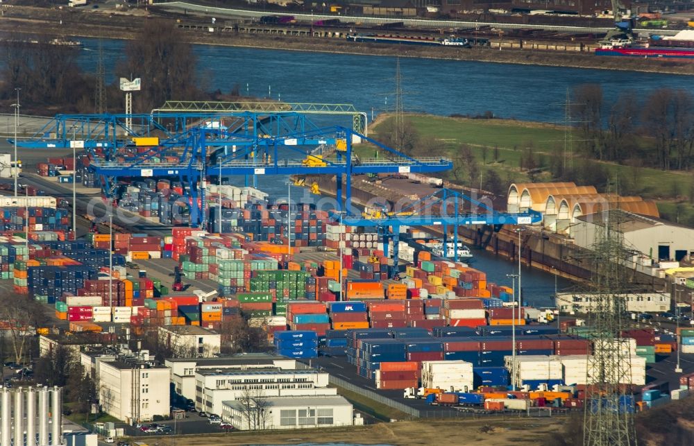 Aerial image Duisburg - View of a container terminal in Duisburg in the state North Rhine-Westphalia