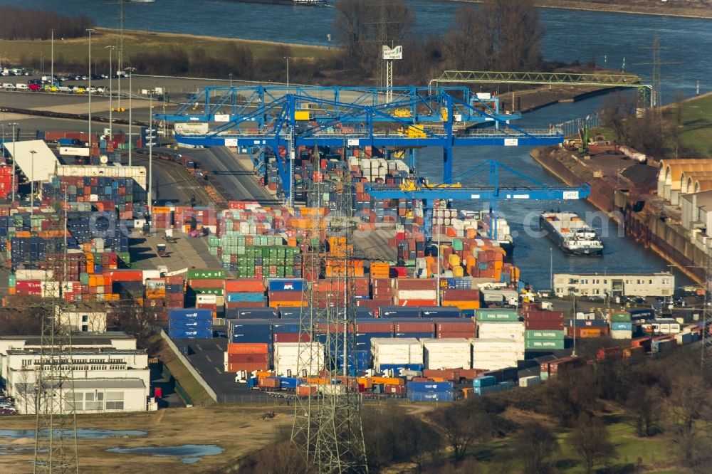 Duisburg from above - View of a container terminal in Duisburg in the state North Rhine-Westphalia