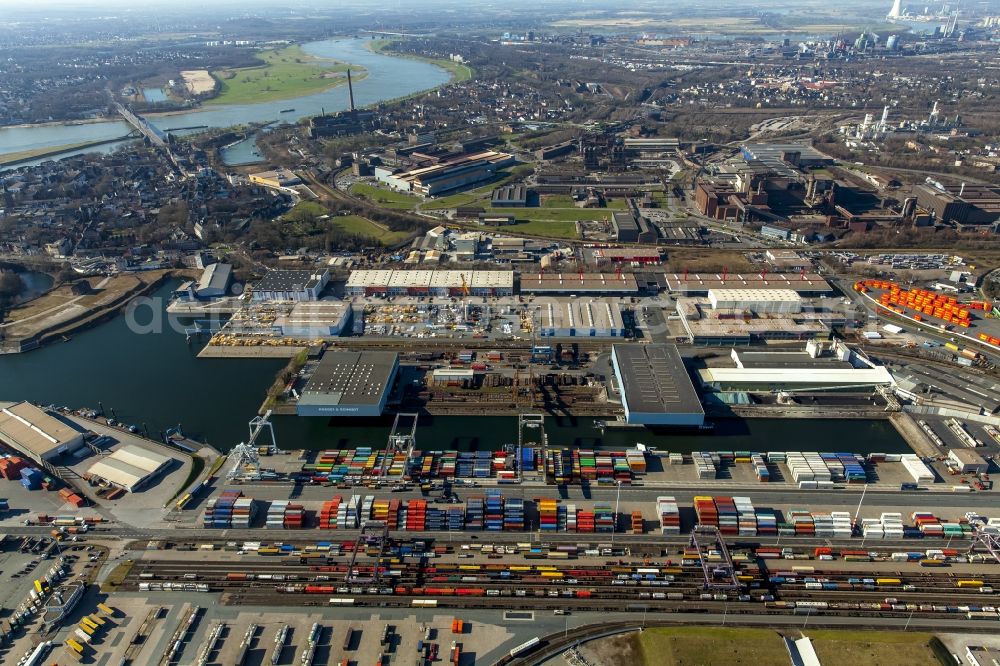 Aerial image Duisburg - View of a container terminal in Duisburg in the state North Rhine-Westphalia