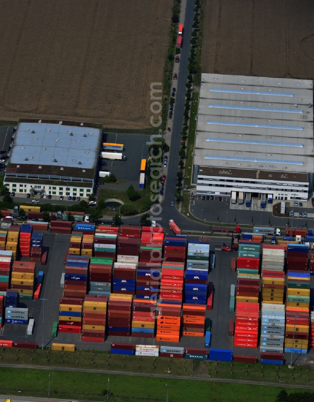 Leipzig from above - Container terminal and logistics center of the DB Intermodal Services GmbH in Leipzig in Saxony