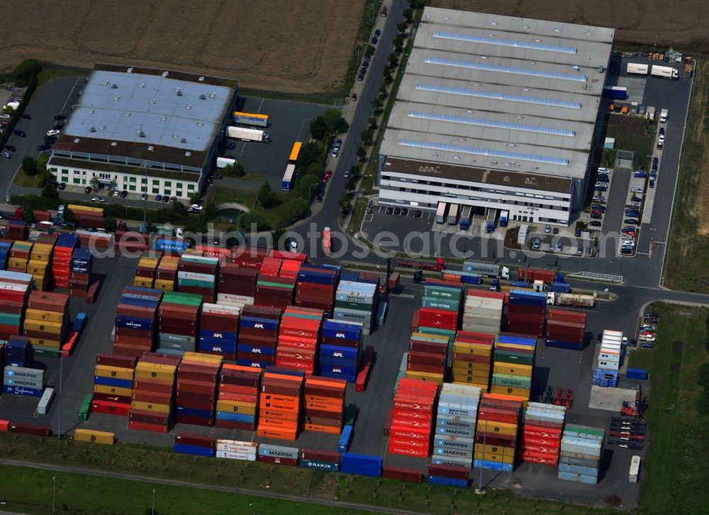 Leipzig from the bird's eye view: Container terminal and logistics center of the DB Intermodal Services GmbH in Leipzig in Saxony