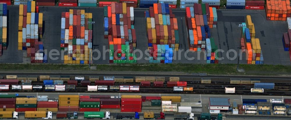 Aerial photograph Leipzig - Container terminal and logistics center of the DB Intermodal Services GmbH in Leipzig in Saxony