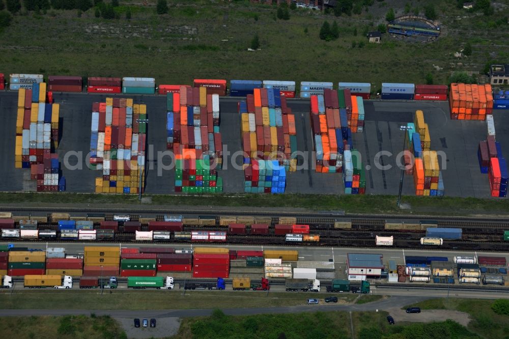 Leipzig from above - Container terminal and logistics center of the DB Intermodal Services GmbH in Leipzig in Saxony