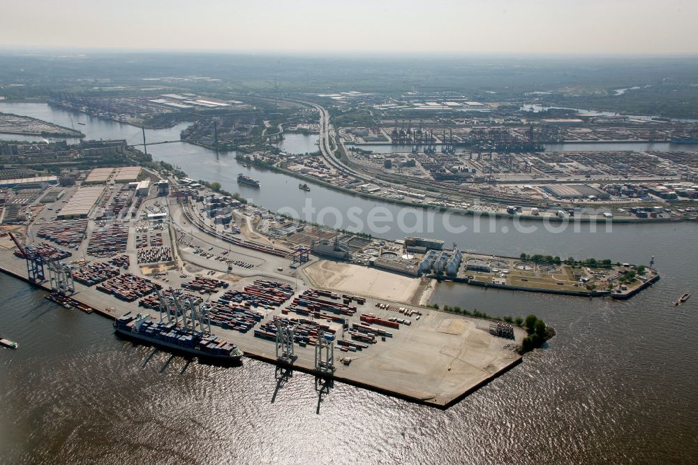 Hamburg from the bird's eye view: View of the container terminal Tollerort in Hamburg