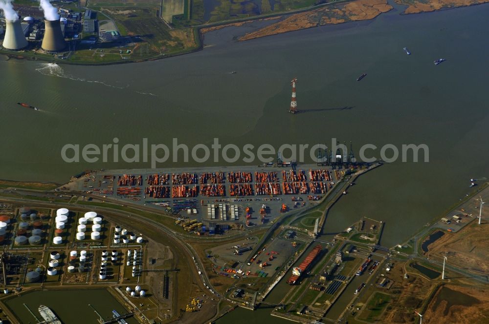 Aerial image Antwerpen - Container terminals in the seaport on Kanaaldock B2 Oostkai in Antwerp, Belgium