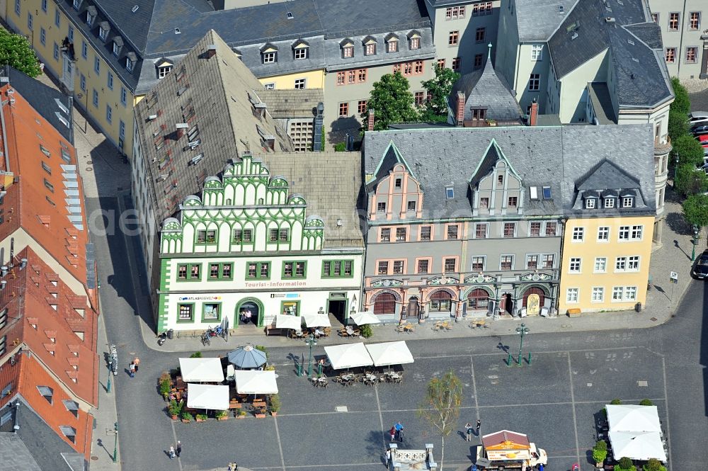 Weimar from the bird's eye view: Cranach House at the market in Weimar in the state of Thuringia