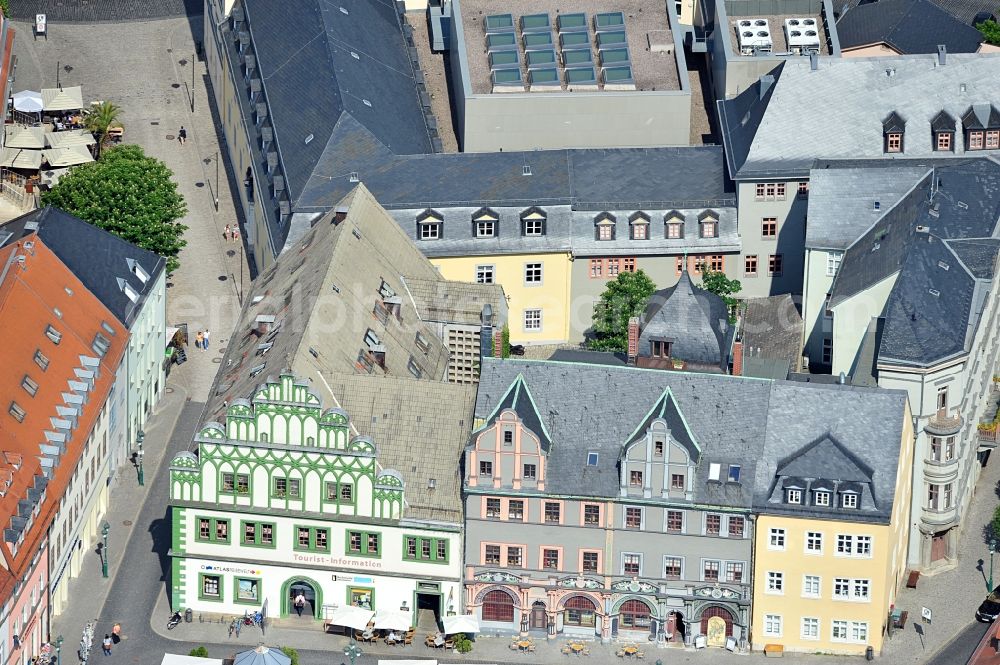 Aerial photograph Weimar - Cranach House at the market in Weimar in the state of Thuringia