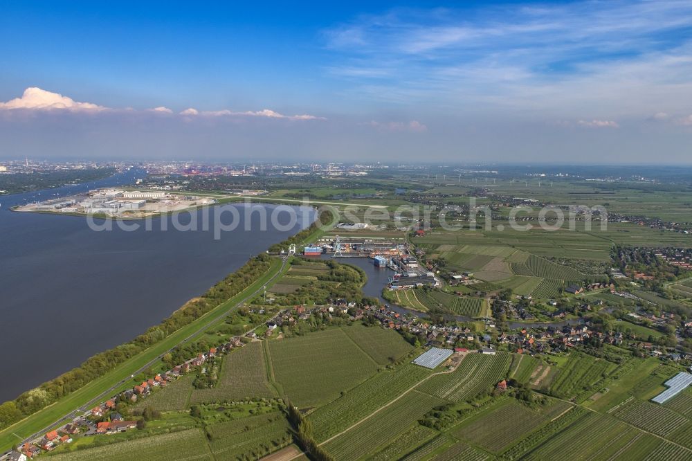 Hamburg from the bird's eye view: Location in the fruit-growing area Altes Land Cranz in the state of Hamburg, Germany