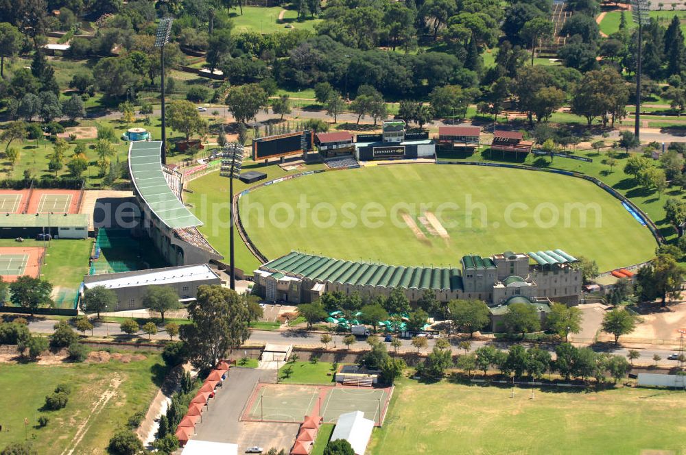 Aerial image BLOEMFONTEIN - Cricket ground of the Chevrolet Park, also known as Springbok Park, in Bloemfontein, South Africa