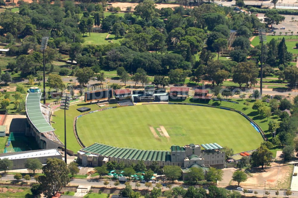 Aerial photograph BLOEMFONTEIN - Cricket ground of the Chevrolet Park, also known as Springbok Park, in Bloemfontein, South Africa