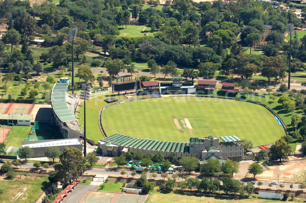 BLOEMFONTEIN from above - Cricket ground of the Chevrolet Park, also known as Springbok Park, in Bloemfontein, South Africa