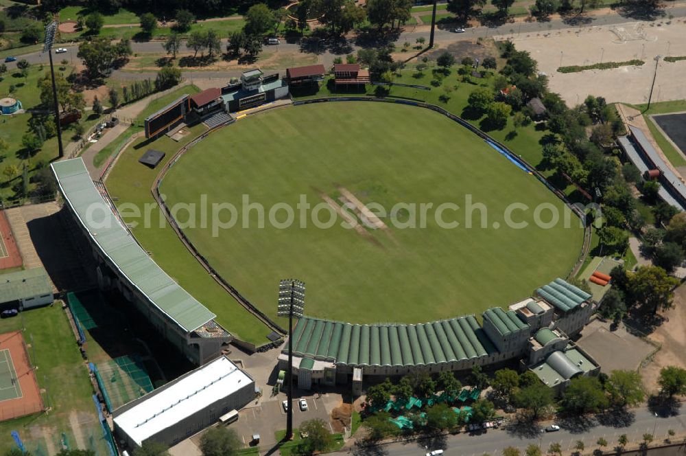 Aerial image BLOEMFONTEIN - Cricket ground of the Chevrolet Park, also known as Springbok Park, in Bloemfontein, South Africa