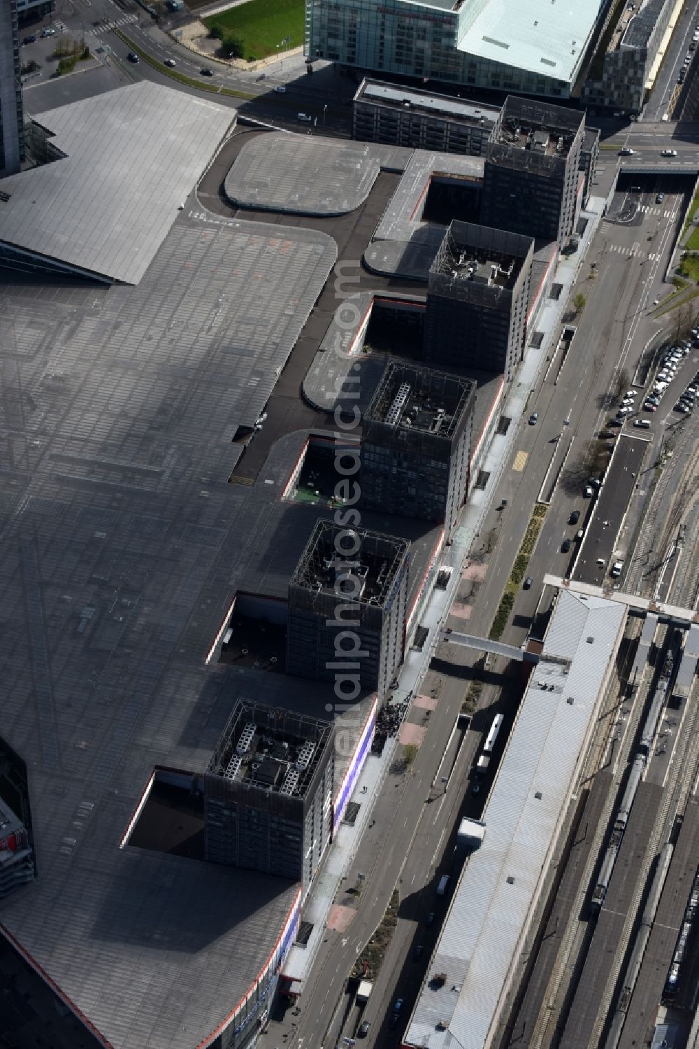 Lille from above - Roof of the shopping center Euralille in Lille in Nord-Pas-de-Calais Picardy, France