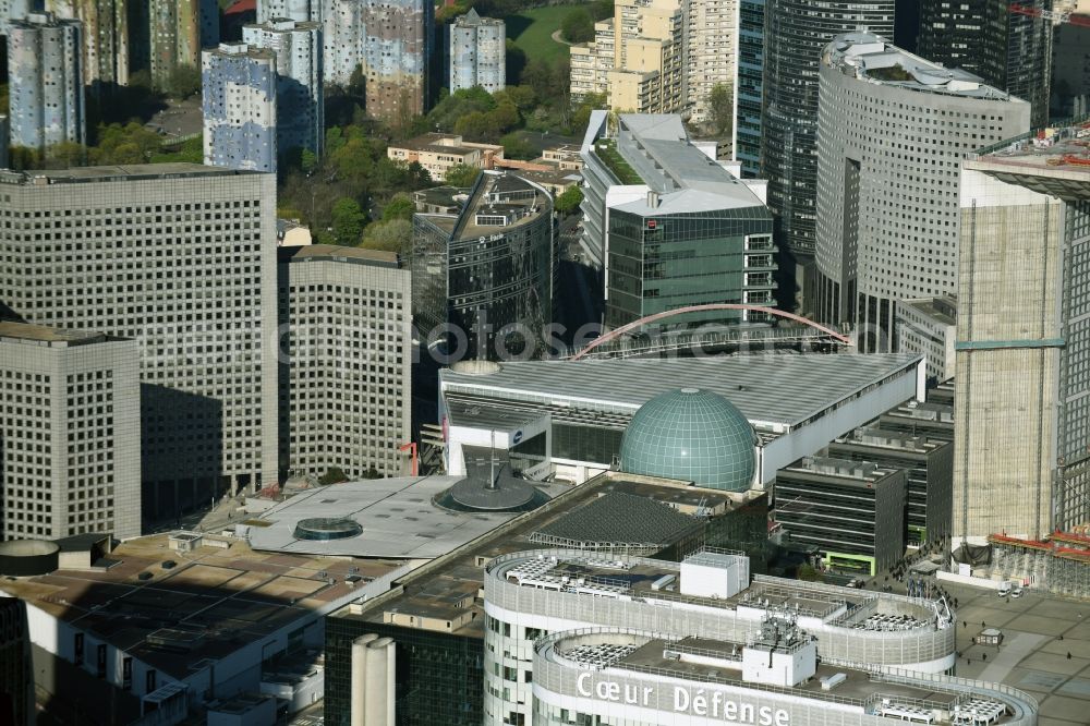 Paris from the bird's eye view: Roof and dome of the shopping center Les 4 Temps in the highrise and business quarters La Defense in Paris in Ile-de-France, France