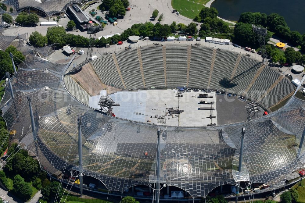 Aerial image München - Sports facility grounds of the Olypmic stadium in Munich in the state Bavaria, Germany