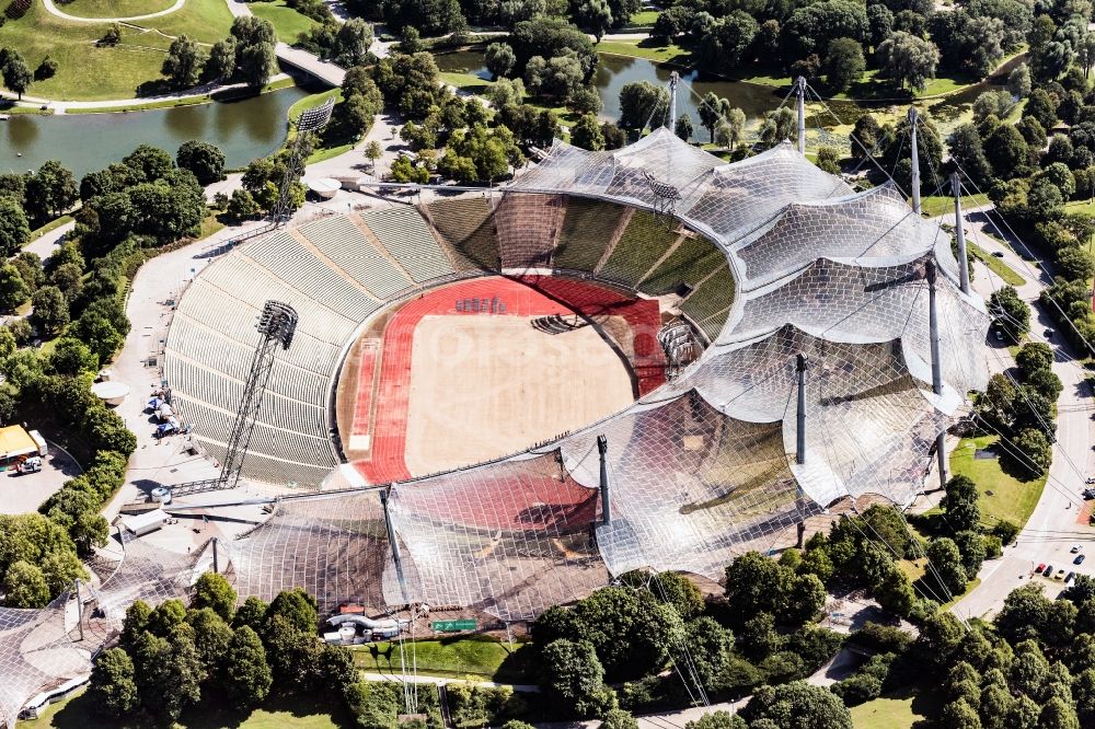 Aerial image München - Sports facility grounds of the Olypmic stadium in Munich in the state Bavaria, Germany