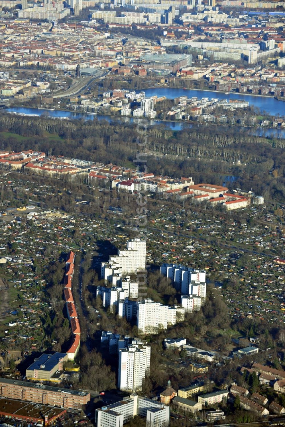 Aerial image Berlin OT Neukölln - View of the Dammwegsiedlung in the district of Neukoelln in Berlin