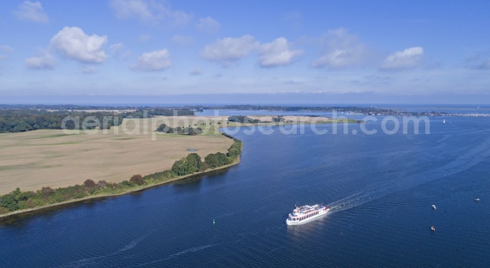 Ellenberg from above - Riparian areas on the lake area of Schlei in Ellenberg in the state Schleswig-Holstein, Germany