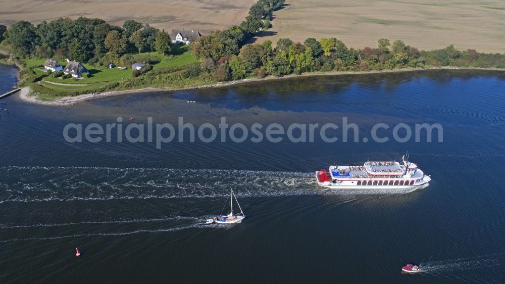 Ellenberg from above - Riparian areas on the lake area of Schlei in Ellenberg in the state Schleswig-Holstein, Germany