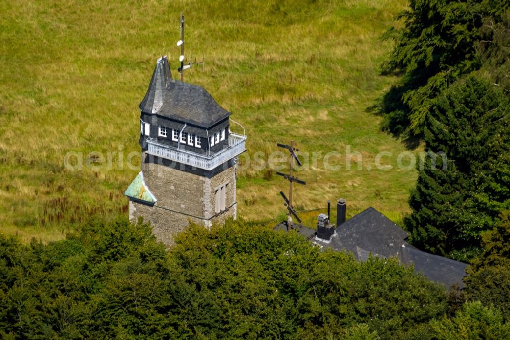 Aerial image Iserlohn - View of the tower Danzturm in Iserlohn in the state North Rhine-Westphalia