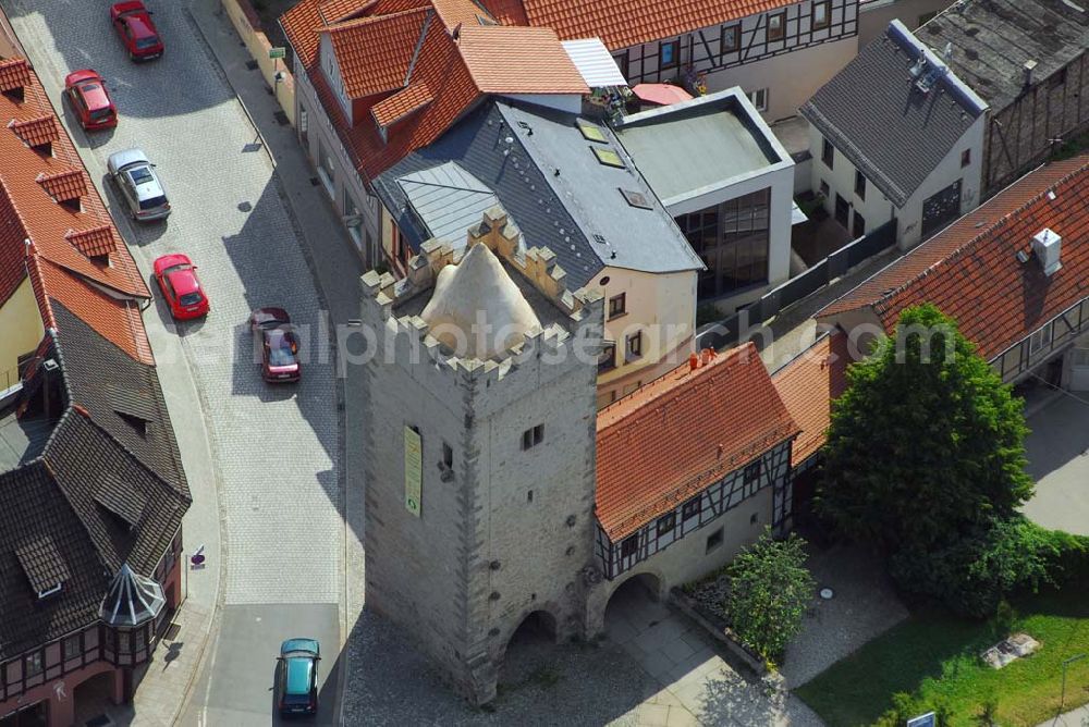 Aerial photograph Saalfeld - Blick auf das Darrtor in der Darrtorstraße 11 in 07318 Saalfeld. Tel.: 0 36 71 - 35 82 0 Achim Walder: