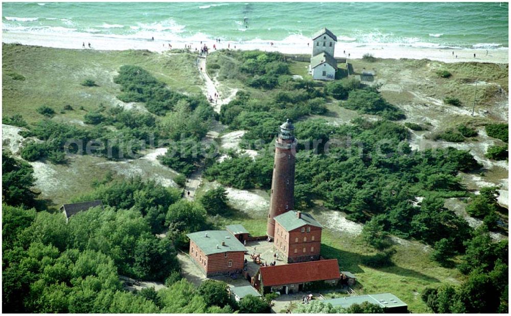 Darßer Ort from the bird's eye view: 15.08.2004, Darsser Leuchturm in Mecklenburg-Vorpommern, Den Leuchtturm Darsser Ort können Sie ersteigen und bekommen dann aus 35 m Höhe einen einmaligen Rundumblick auf den Weststrand, den Darsser Ort und den Darßwald.