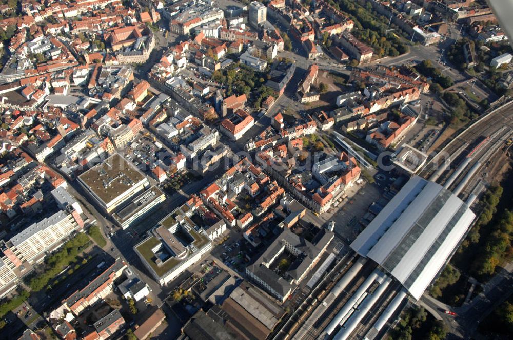 Aerial photograph Erfurt - Blick auf das Areal am Hauptbahnhof an der Bahnhofstraße.