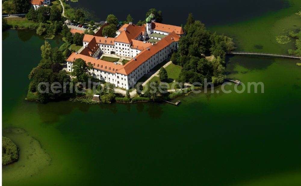 Aerial image Seeon - The Benedictine monastery in Bavaria in Seeon lies on a peninsula of Lake Seeoner